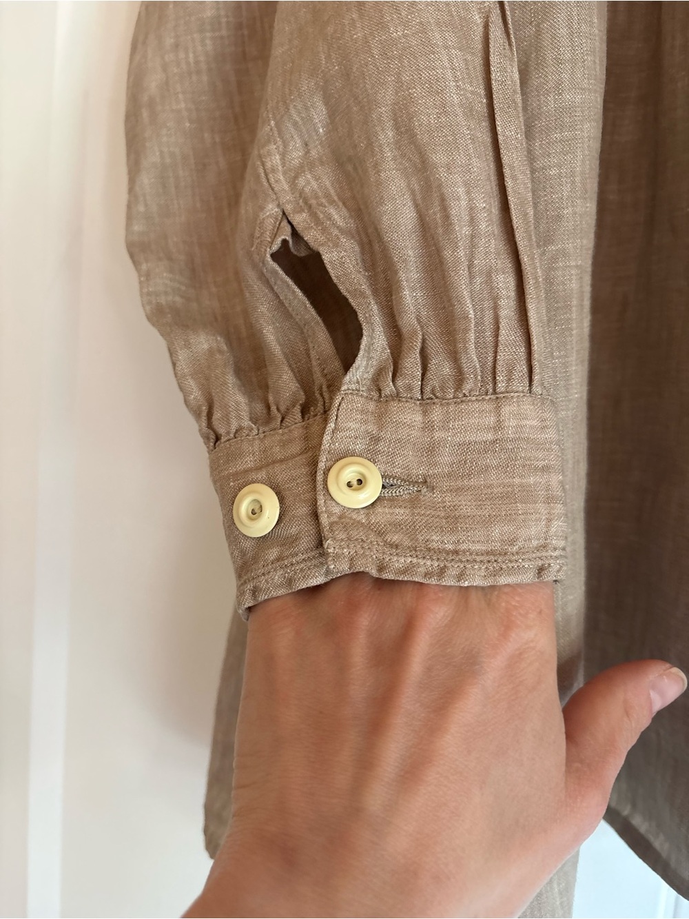 Haversack Linen Button Front Blouse Taupe L/XL - Picture 3 of 7